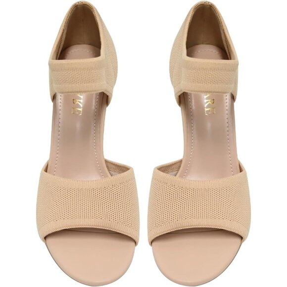 Apricot 3 Inches Peep Toe Synthetic Stiletto Stretchy Heeled Sandals for Women - Picture 10 of 10